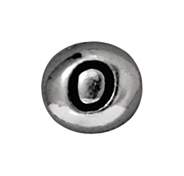 TierraCast : Bead - 7 x 6mm, 1mm Hole, Letter O, Antique Rhodium