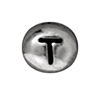 TierraCast : Bead - 7 x 6mm, 1mm Hole, Letter T, Antique Rhodium