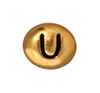 TierraCast : Bead - 7 x 6mm, 1mm Hole, Letter U, Antique Gold