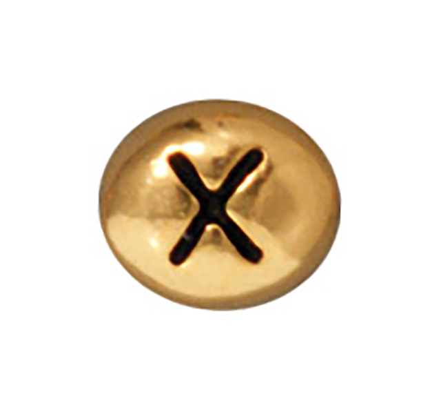 TierraCast : Bead - 7 x 6mm, 1mm Hole, Letter X, Antique Gold