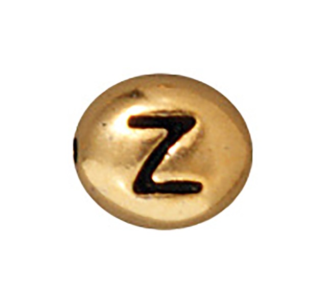 TierraCast : Bead - 7 x 6mm, 1mm Hole, Letter Z, Antique Gold