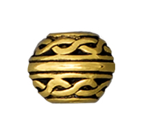 TierraCast : Bead - 8 x 6mm, 3mm Hole, Celtic LH, Antique Gold