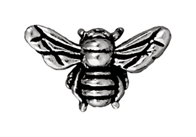 TierraCast : Bead - 16 x 9.5mm, 1mm Hole, Honeybee, Antique Silver