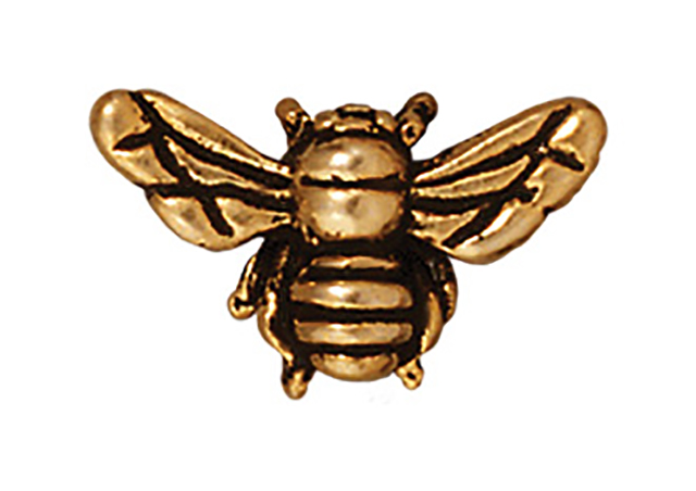 TierraCast : Bead - 16 x 9.5mm, 1mm Hole, Honeybee, Antique Gold