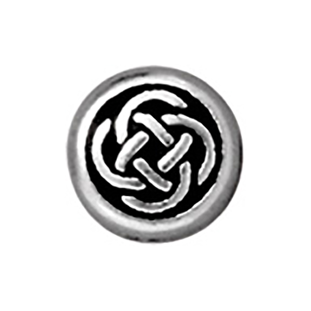 TierraCast : Bead - 7 x 7mm, 1mm Hole, Small Celtic Circle, Antique Silver