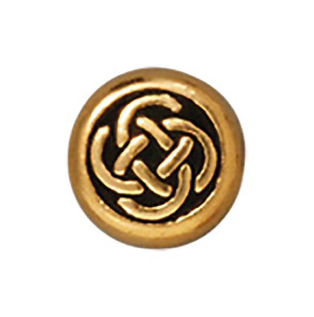 TierraCast : Bead - 7 x 7mm, 1mm Hole, Small Celtic Circle, Antique Gold