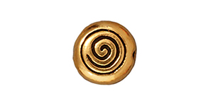 TierraCast : Bead - Spiral, Antique Gold