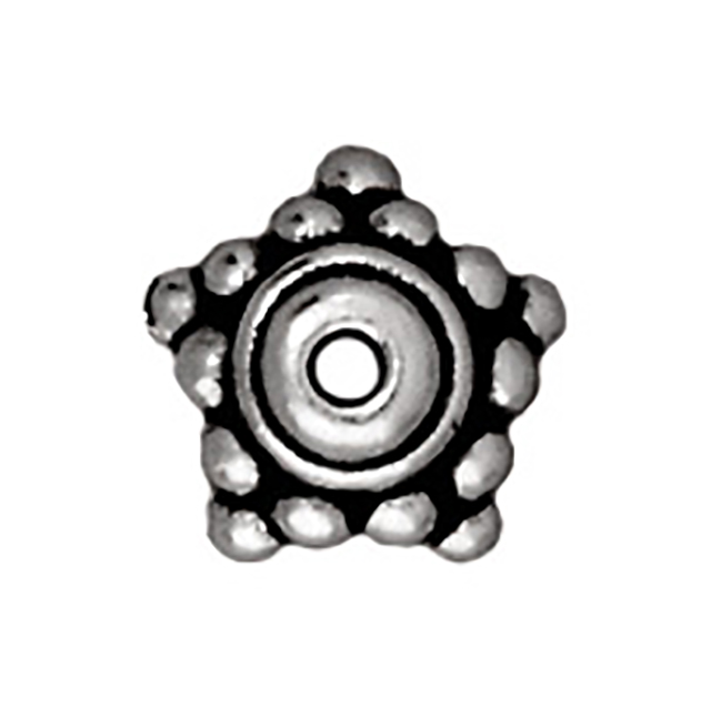 TierraCast : Bead Cap - 9 mm Beaded Star, Antique Silver