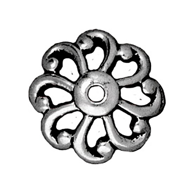 TierraCast : Bead Cap - 12 mm Open Scalloped, Antique Silver