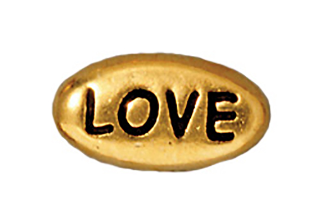 TierraCast : Bead - 11 x 6mm Word Love, Antique Gold