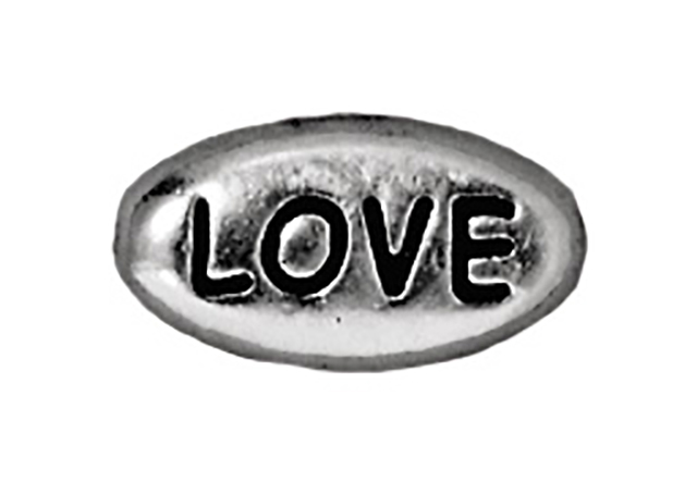 TierraCast : Bead - 11 x 6mm Word Love, Antique Rhodium