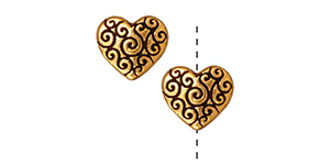 TierraCast : Bead - Heart Scroll, Antique Gold