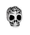 TierraCast : Bead - 10 x 10mm Rose Skull, Antique Silver