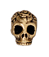 TierraCast : Bead - 10 x 10mm Rose Skull, Antique Gold