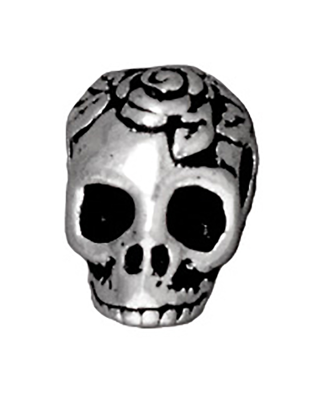 TierraCast : Bead - 10 x 10mm, 2.5mm Hole, Skull LH, Antique Silver