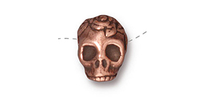 TierraCast : Bead - Skull LH, Antique Copper