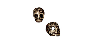 TierraCast : Bead - Skull LH, Brass Oxide