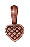 TierraCast : Bail - 19 x 10mm, 3.5mm Loop, Heart Glue Pad, Antique Copper