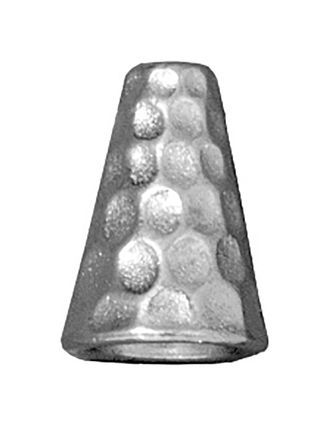 TierraCast : Cone - 12.5 x 9mm, 1.5mm Hole, Tall Hammertone, Rhodium-S