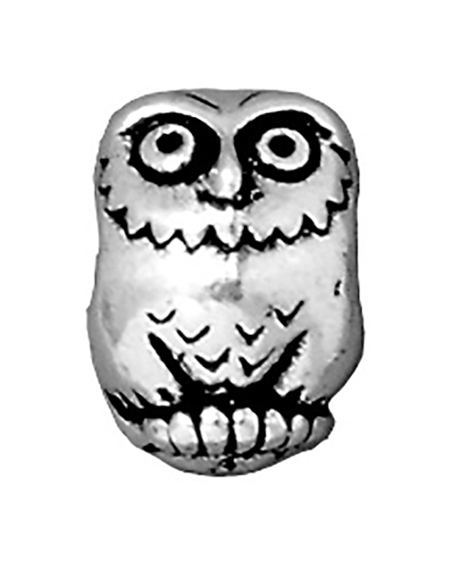 TierraCast : Bead - 12 x 8.5mm, 4mm Hole, Owl Euro, Antique Silver