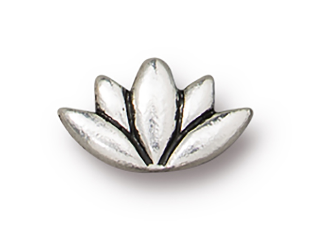 TierraCast : Bead - 12 x 7mm Lotus, Antique Silver