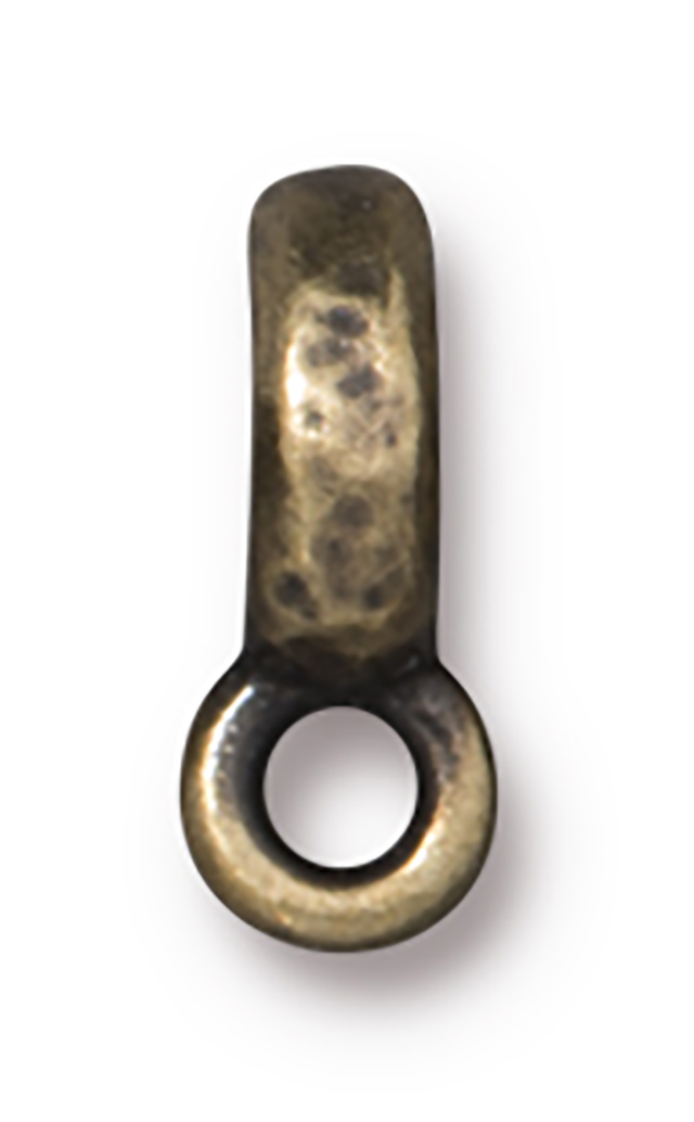 TierraCast : Spacer - 12 x 8mm, 2.3mm Loop, 2.8mm Hole, Hammered Bail, Brass Oxide