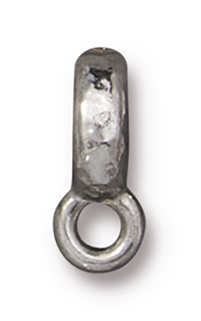 TierraCast : Spacer - 12 x 8mm, 2.3mm Loop, 2.8mm Hole, Hammered Bail, Rhodium