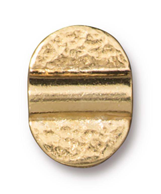 TierraCast : Baule Bead - 13 x 10mm, 2mm Hole, Double Hammered, Gold