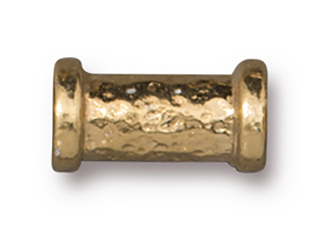 TierraCast : Tube Bead - 10 mm Ha mmered, Gold