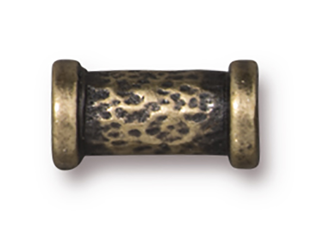 TierraCast : Tube Bead - 10 mm Ha mmered, Brass Oxide