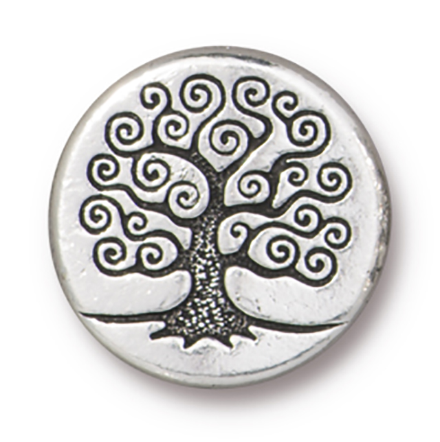 TierraCast : Puffed Bead - 15 mm Tree of Life, Antique Silver