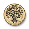 TierraCast : Puffed Bead - 15 mm Tree of Life, Antique Gold