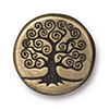 TierraCast : Puffed Bead - 15 mm Tree of Life, Brass Oxide