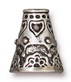 TierraCast : Cone - 13 x 11mm, 2mm Hole, 7.8mm ID, Flowering, Antique Silver