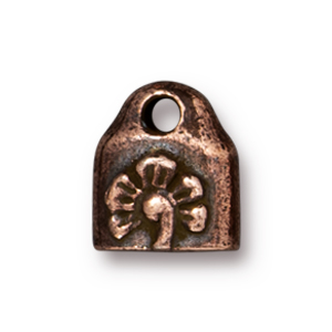 TierraCast : Crimp End Cap - 10 x 8.5mm, 2mm Hole, Blossom, Antique Copper