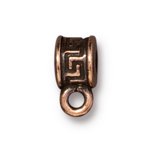 TierraCast : Spacer Bail - 10 x 5.5mm, 2.7mm Loop, 2mm Hole, Meandering, Antique Copper