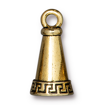 TierraCast : Cone with Loop - 19 x 9.5mm, 2.5mm Loop, Meandering, Antique Gold