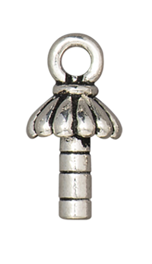 TierraCast : Glue-On Cap - Joy, 3mm Peg, Antique Silver