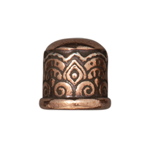 TierraCast : Cord End - 6mm Temple,  No Loop, Antique Copper