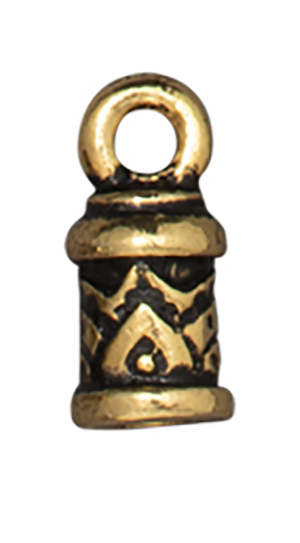 TierraCast : Cord End - 2mm Temple, Antique Gold