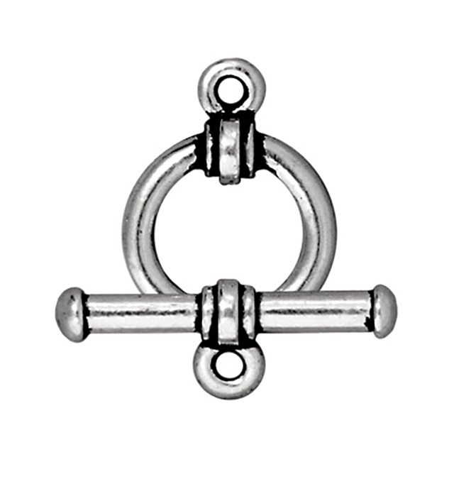TierraCast : Clasp Set - Bar 19mm, Ring 12mm, 1.5mm Loop, Bar & Ring, Antique Silver