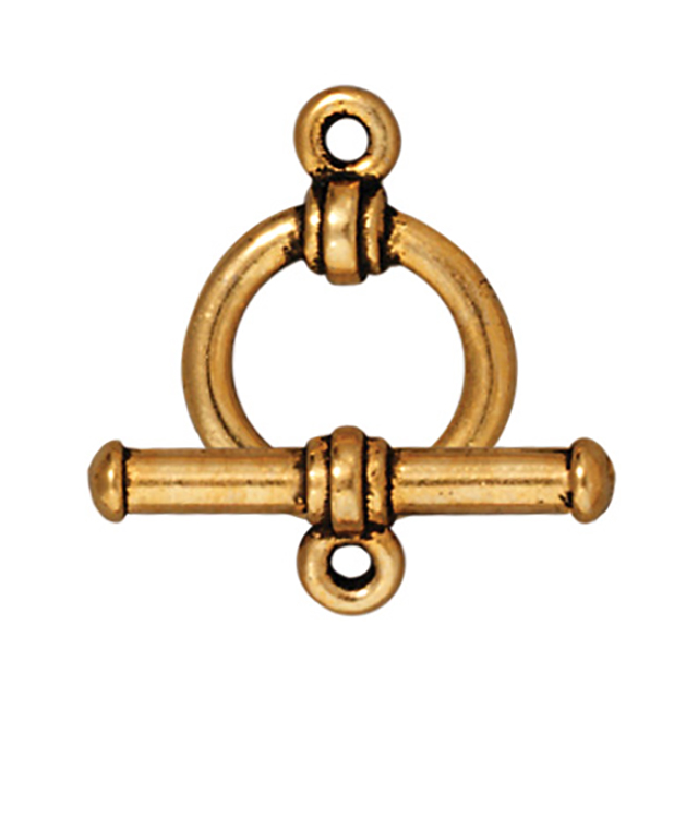 TierraCast : Clasp Set - Bar 19mm, Ring 12mm, 1.5mm Loop, Bar & Ring, Antique Gold