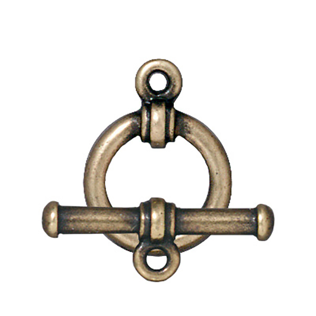 TierraCast : Clasp Set - Bar 19mm, Ring 12mm, 1.5mm Loop, Bar & Ring, Brass Oxide