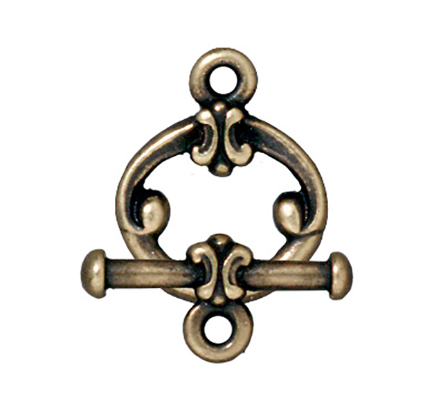 TierraCast : Clasp Set - Bar 16mm, Ring 12.5mm, 1.3mm Loop, Classic, Brass Oxide