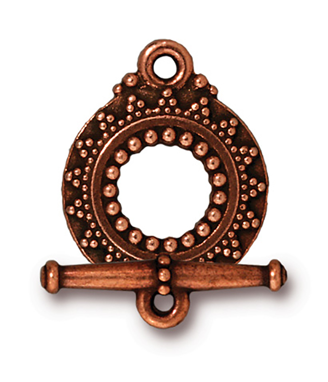 TierraCast : Clasp Set - Bar 24.5mm, Ring 16.5mm, 1.25mm Loop, Bali Toggle, Antique Copper
