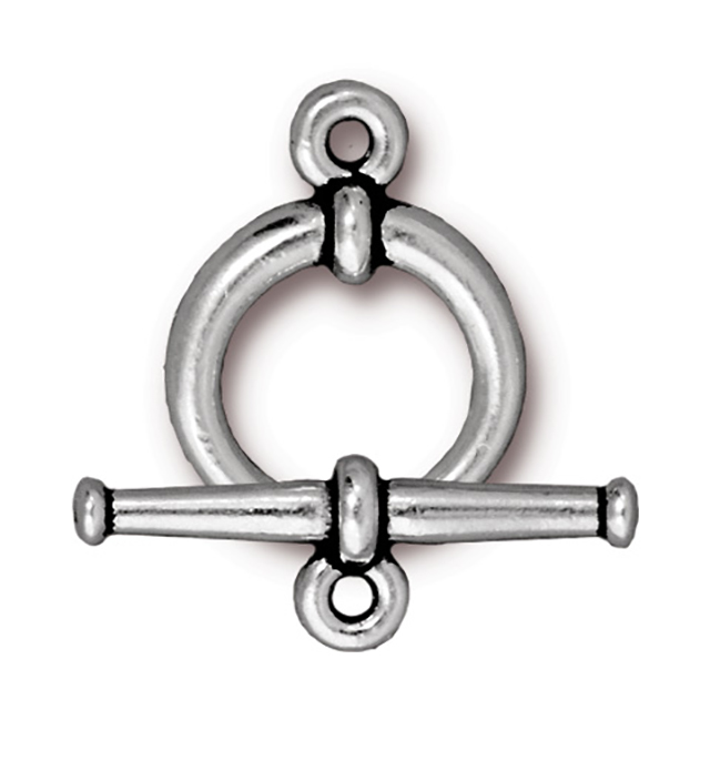 TierraCast : Clasp Set - Bar 24.5mm, Ring 15.5mm, 1.8mm Loop, Large Tapered, Antique Silver