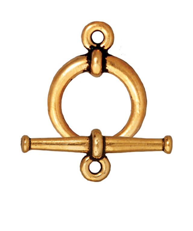 TierraCast : Clasp Set - Bar 24.5mm, Ring 15.5mm, 1.8mm Loop, Large Tapered, Antique Gold