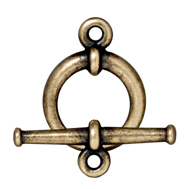 TierraCast : Clasp Set - Bar 24.5mm, Ring 15.5mm, 1.8mm Loop, Large Tapered, Brass Oxide