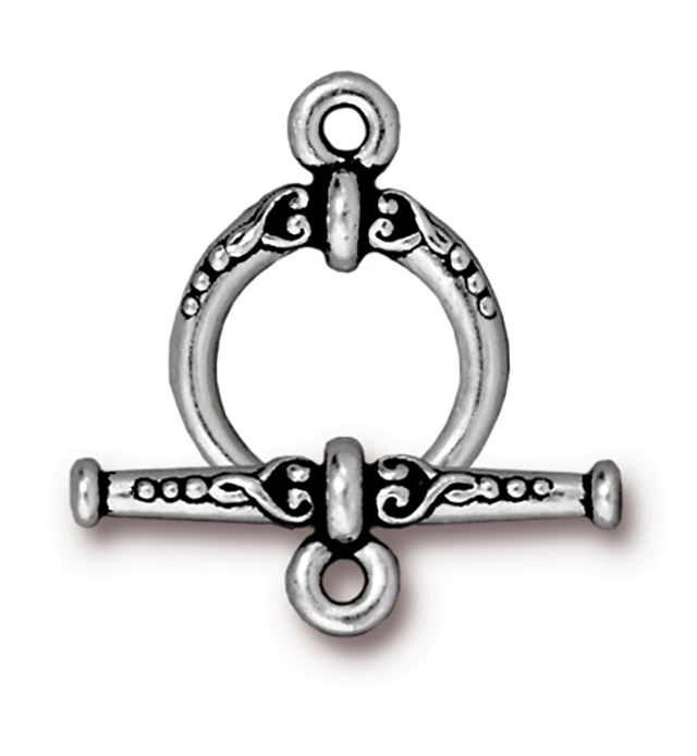 TierraCast : Clasp Set - Bar 24mm, Ring 15mm, 1.8mm Loop, Heirloom, Antique Silver