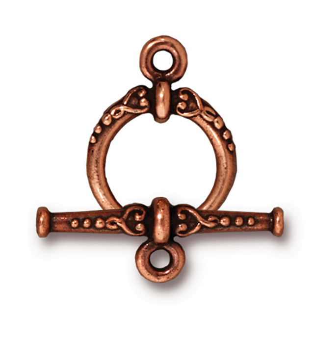 TierraCast : Clasp Set - Bar 24mm, Ring 15mm, 1.8mm Loop, Heirloom, Antique Copper